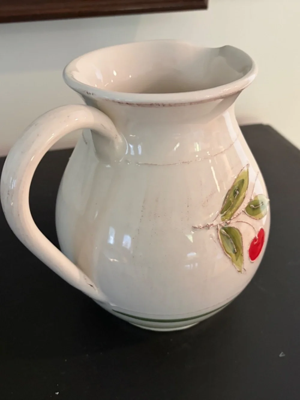 Crate and Barrel Ceramic Water Juice Pitcher CHERRY MADE IN ITALY
